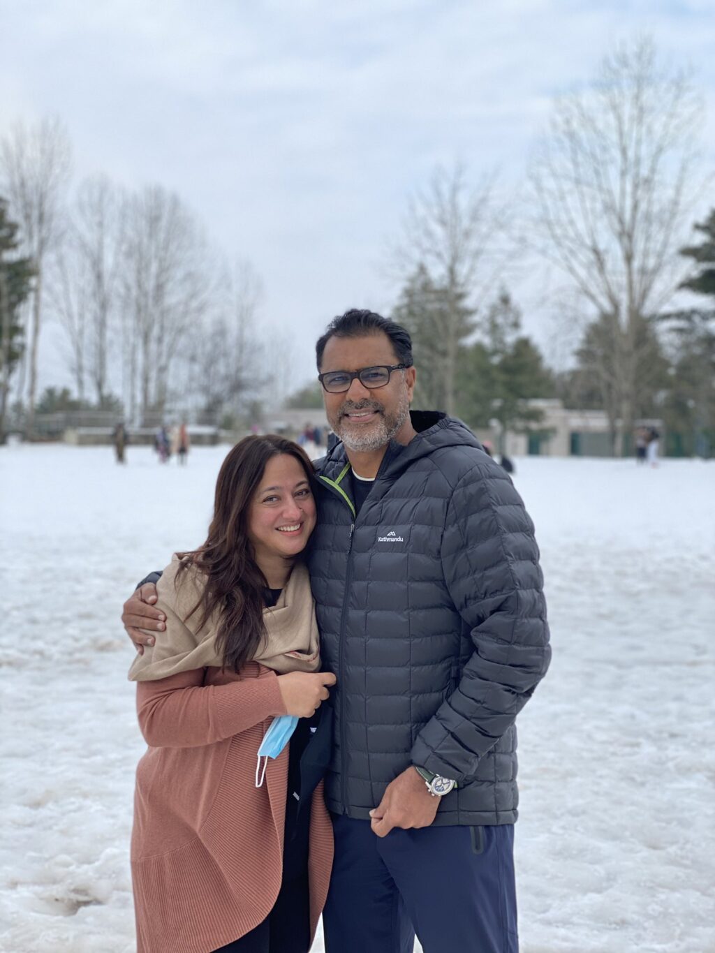 Waqar Younis with wife