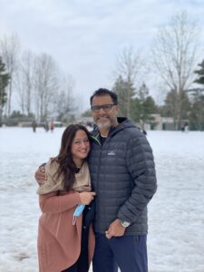 Waqar Younis with wife